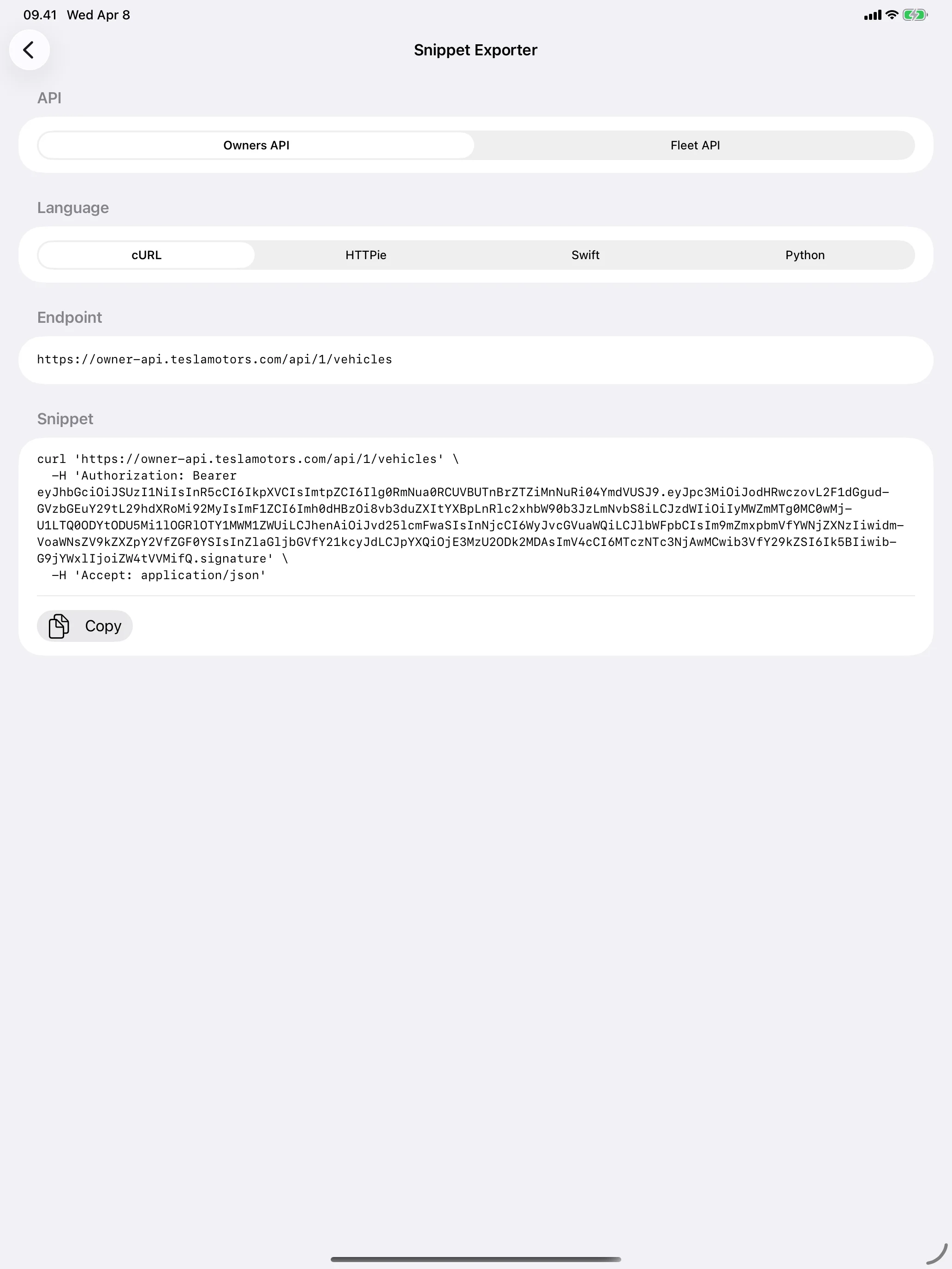 iPad - Snippet Exporter