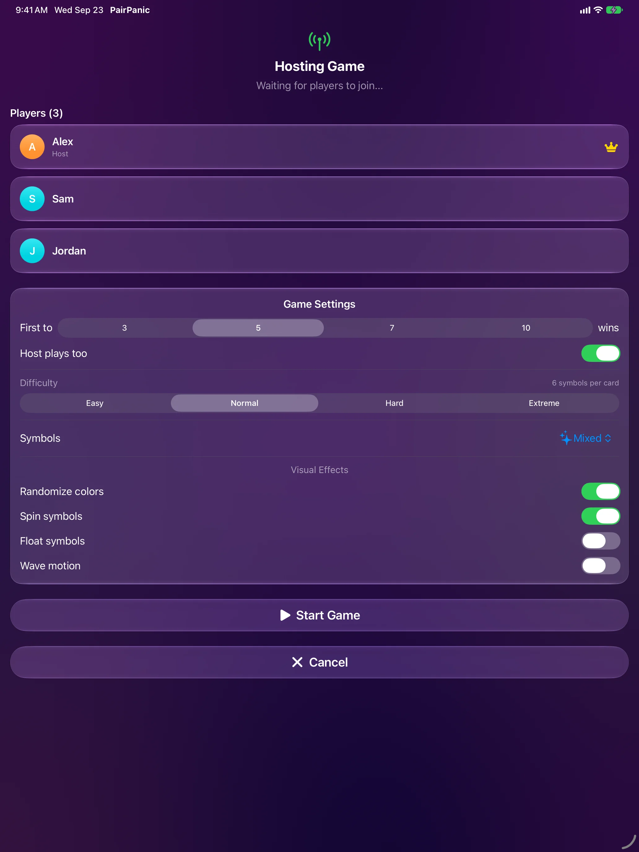 iPad - Nearby game lobby