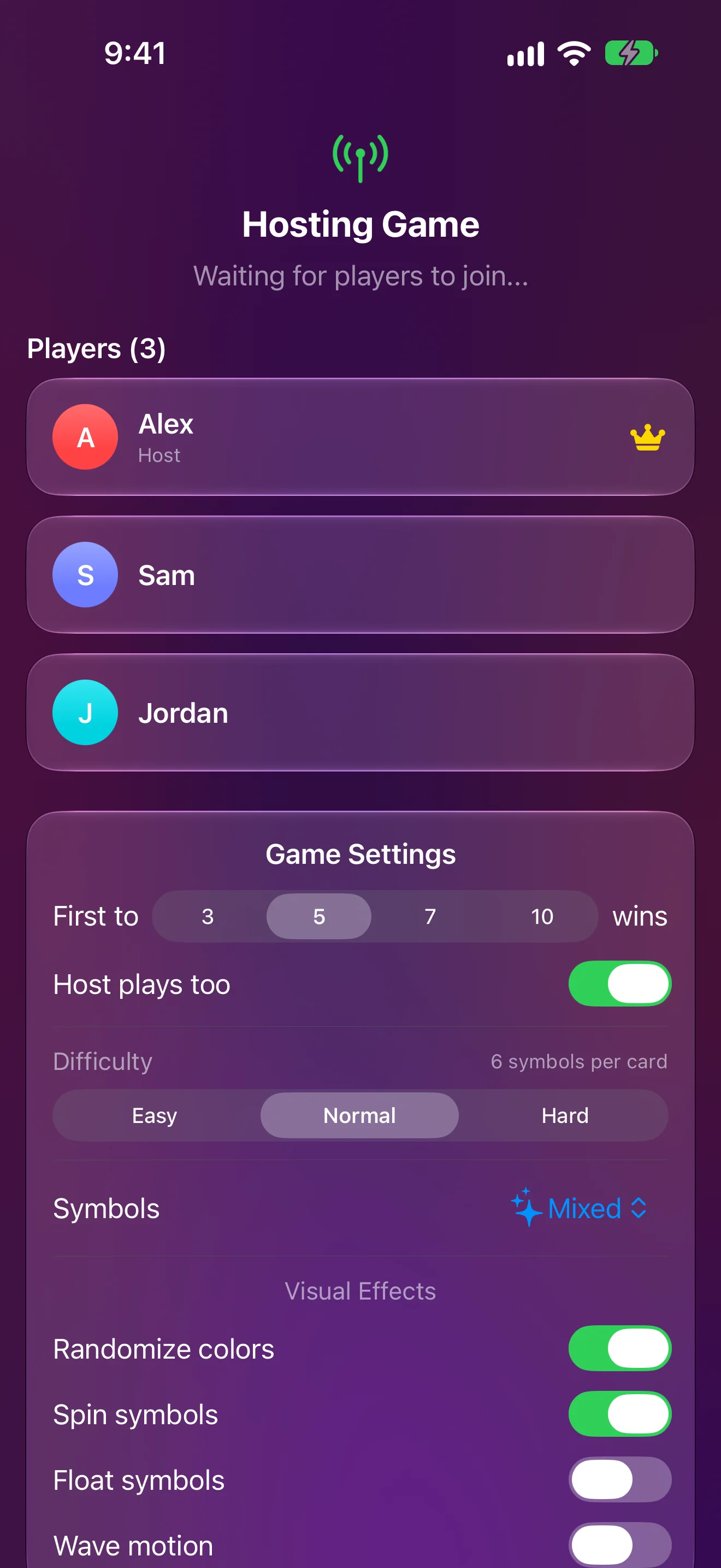 Nearby game lobby