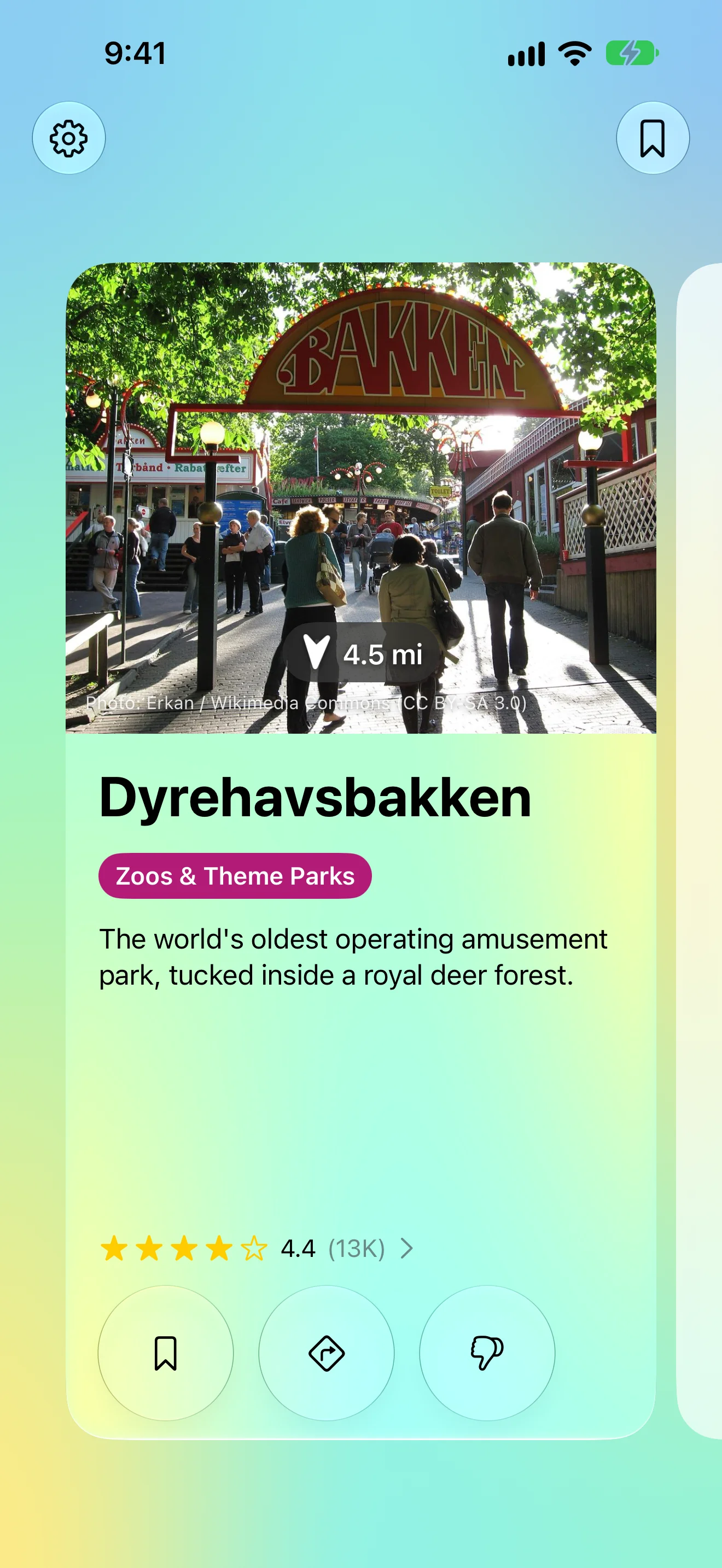 Dyrehavsbakken, a place passed earlier in the drive, one swipe back along the rail