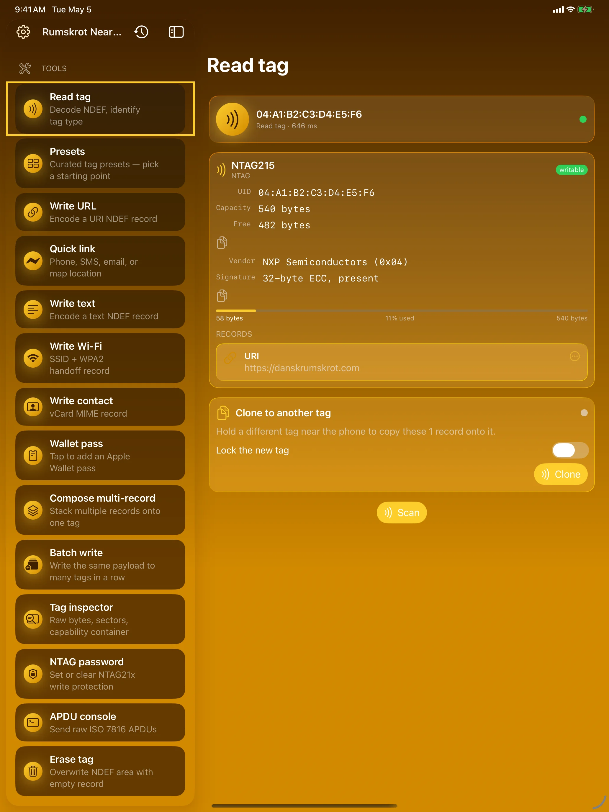 iPad - Read Tag Fingerprint