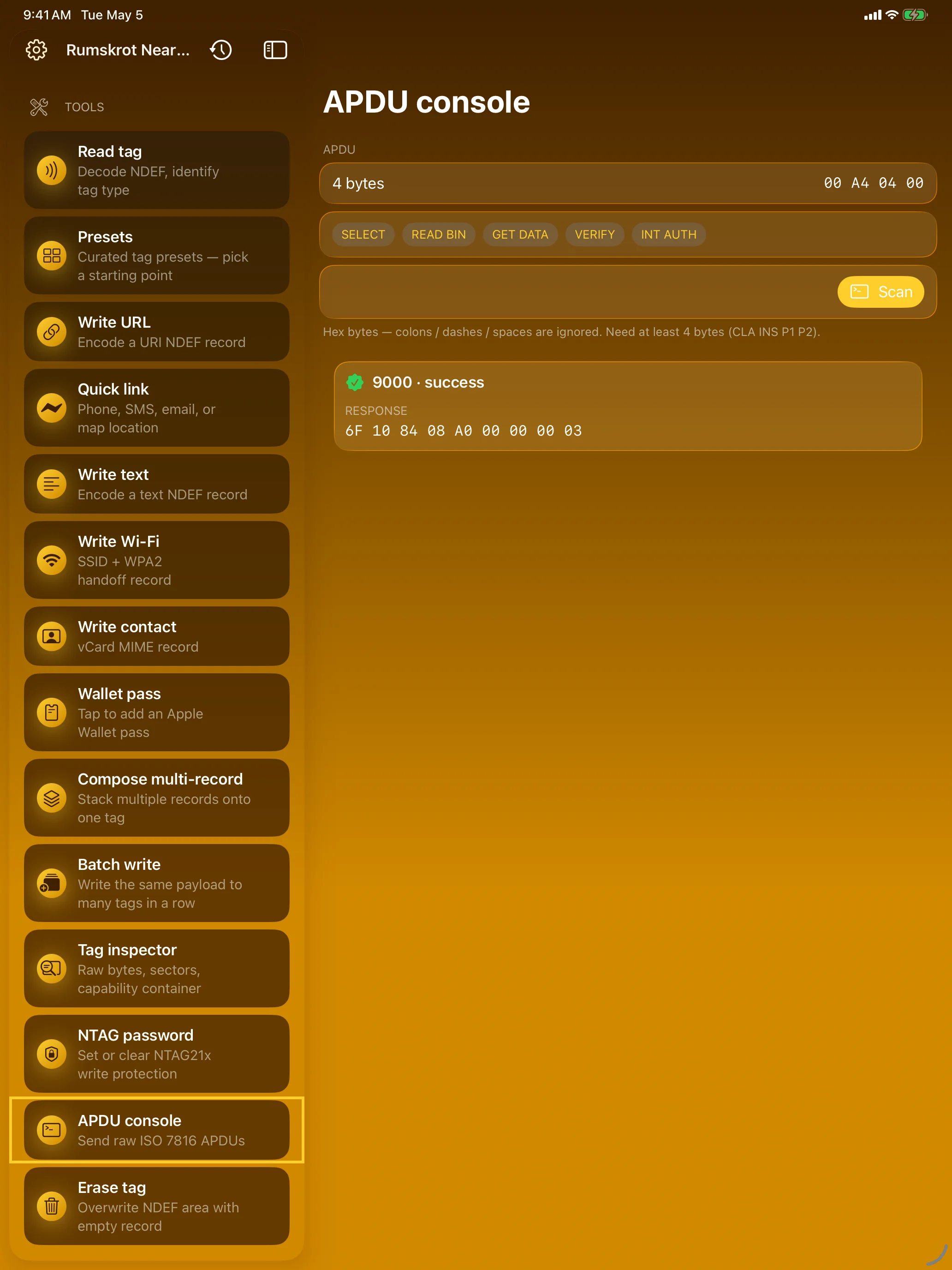 iPad - APDU Console