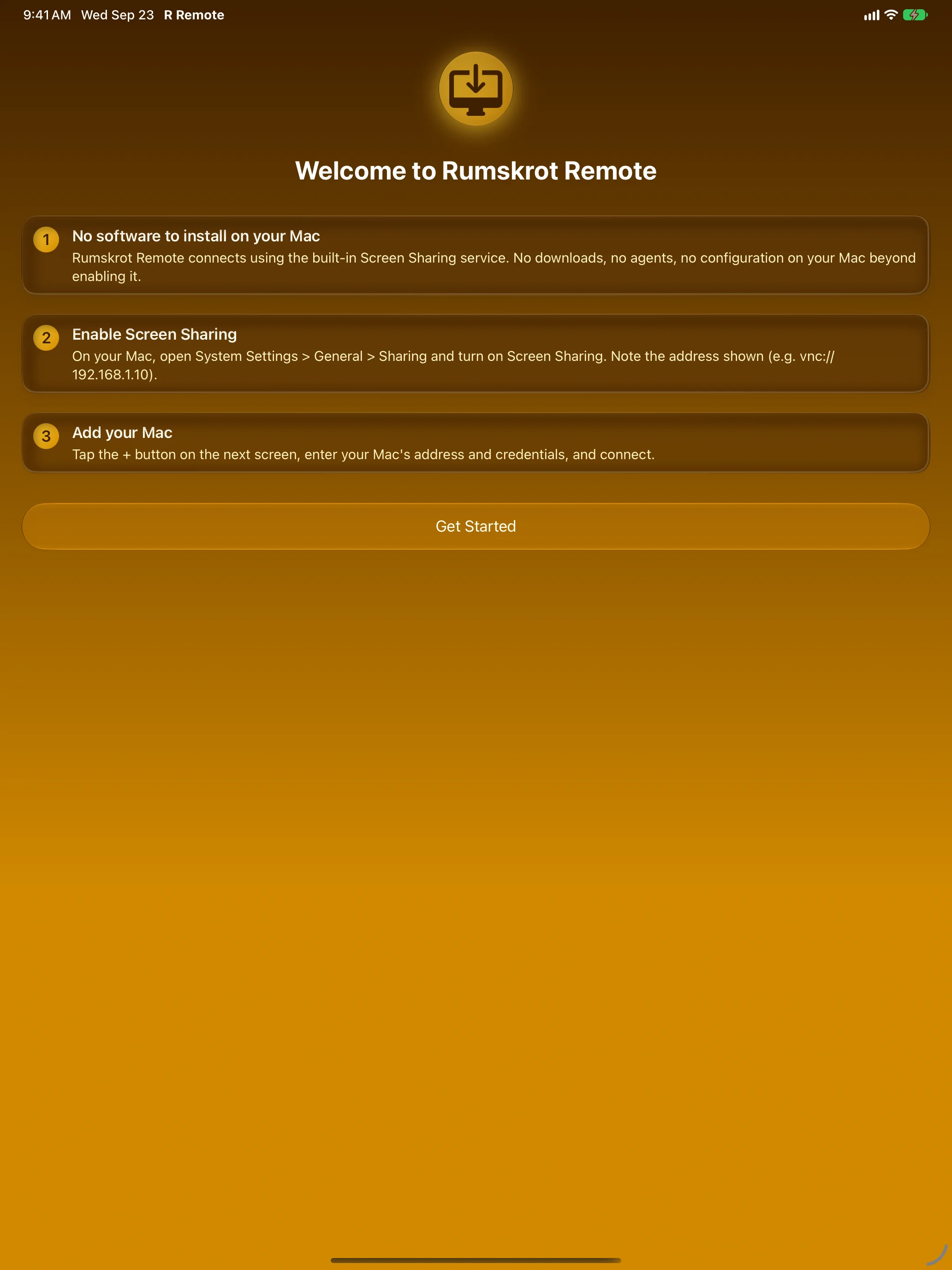 Rumskrot Remote on iPad &mdash; Setup steps